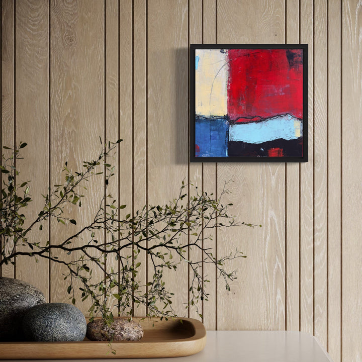 A photo of the artwork Balanced by Boundaries, by Karen L. Burns, hanging on a wall.