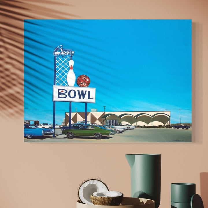 A photo of the artwork CAPE BOWL, by Alex Devereux, hanging on a wall.