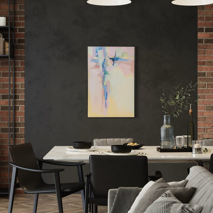 The artwork, Creating Sunshine When the Sun Fails, by Ann Flemings, displayed in a room.