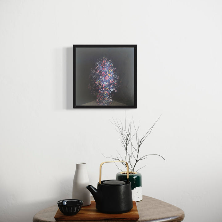 A photo of the artwork Midnight Bouquet, by Matthew Cramer, hanging on a wall.