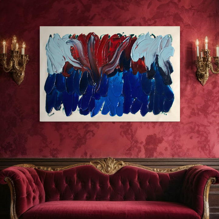 A photo of the artwork Suspiro 171, by Carin Kulb Dangot, hanging on a wall.