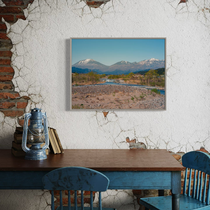 The artwork, Tochigi Prefecture Mountainside, by Garrett Carroll, displayed in a room.