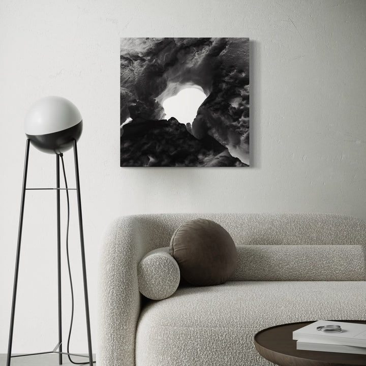 A photo of the artwork Tunnel of Snow, by Cavier Coleman, hanging on a wall.