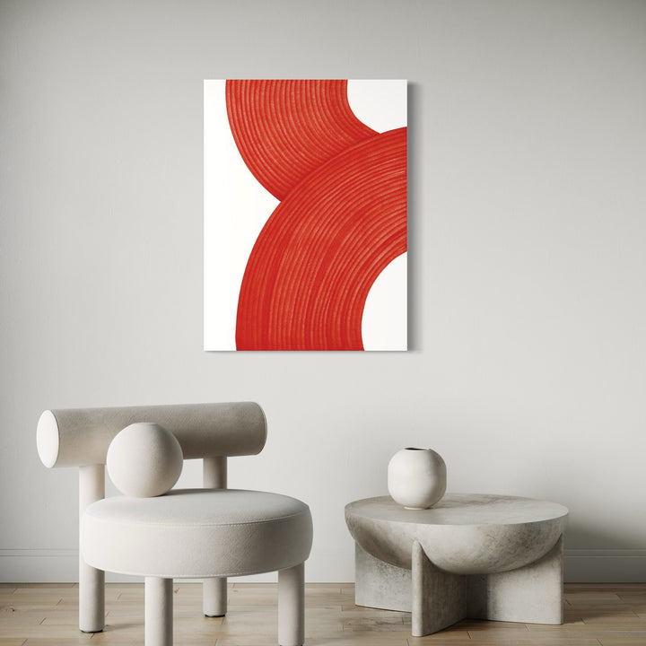 A photo of the artwork Velver Red, by Alina Glotova, hanging on a wall.