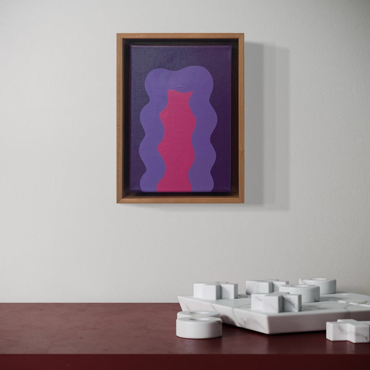 A photo of the artwork Violet Mini, by Shadia Sabagh, hanging on a wall.