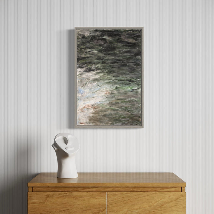 A photo of the artwork Water I, by Todd Gilens, hanging on a wall.