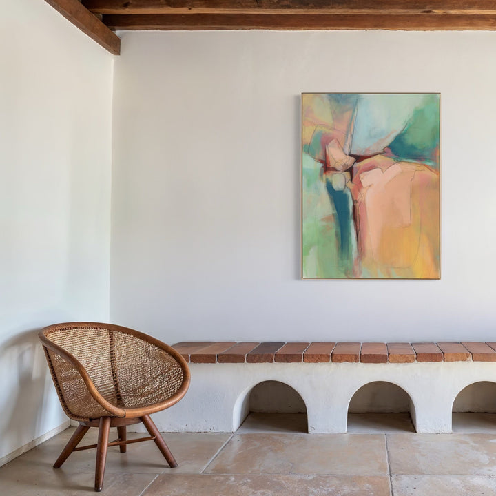 The artwork, We Are Smarter When We Share, by Ann Flemings, displayed in a room.