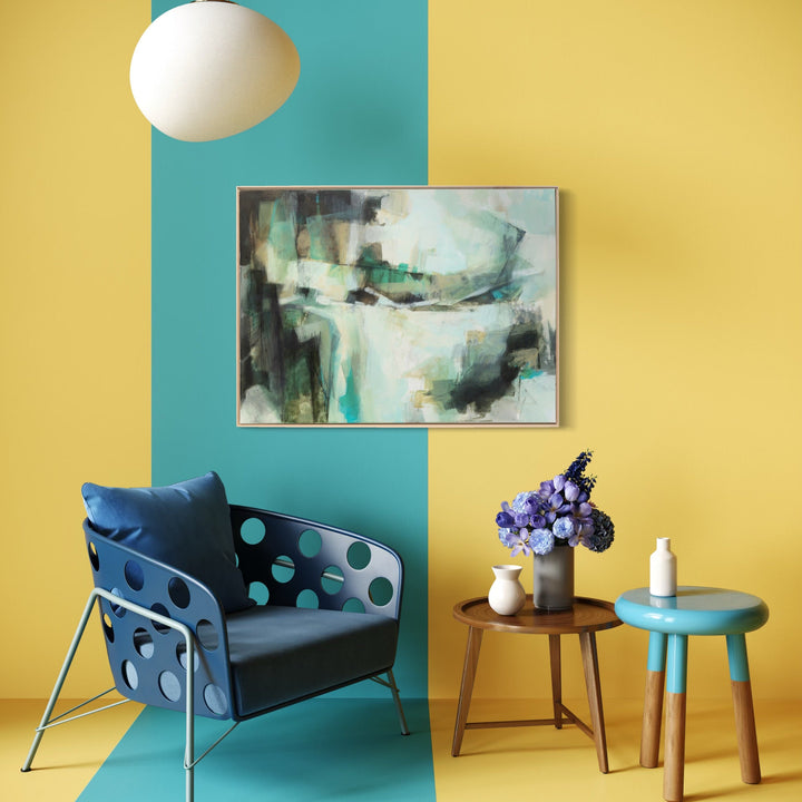 The artwork, Weathered by the Handprints of Time, by Ann Flemings, displayed in a room.