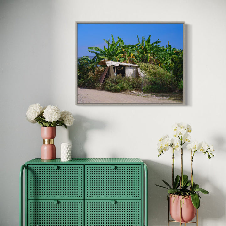 The artwork, Your Home in Shantou – Series-3, by Garrett Carroll, displayed in a room.