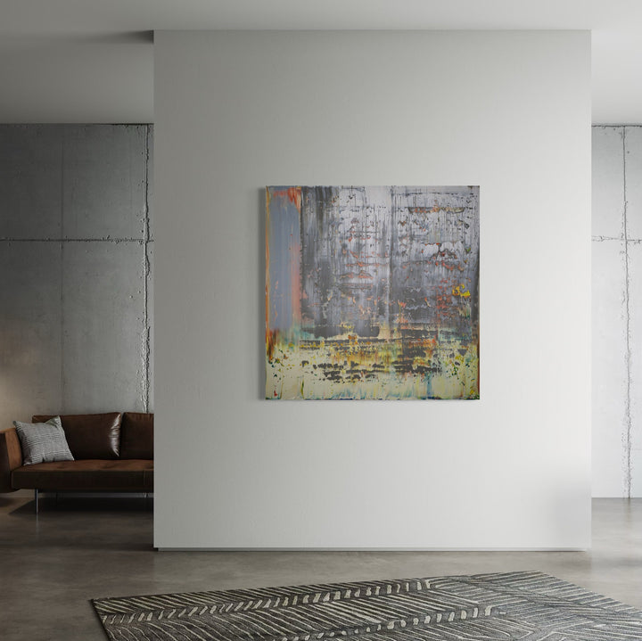 A photo of the artwork abstract horizon, by Harry Moody, hanging on a wall.