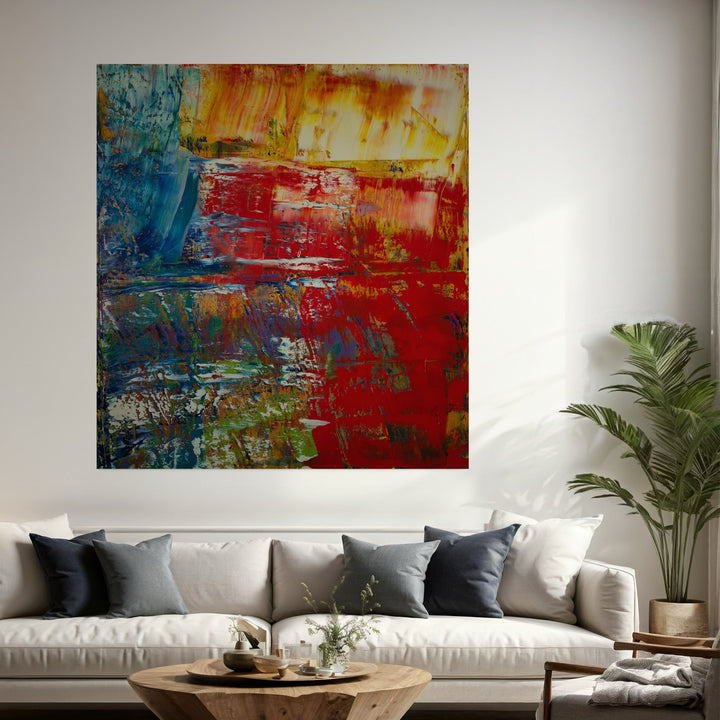 A photo of the artwork abstract melodies, by Harry Moody, hanging on a wall.